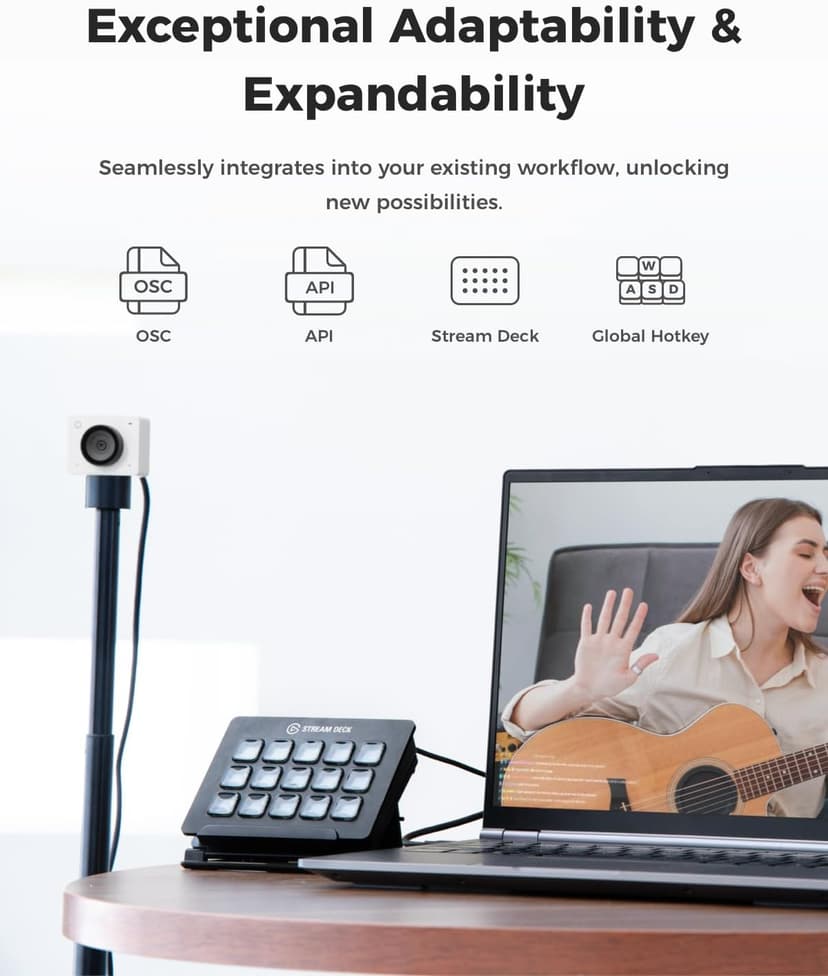 OBSBOT Meet SE 1080P 100FPS Webcam for PC, AI Framing Streaming Camera with 1/2.8" Sensor, Beauty Mode, Gesture Control, DOL HDR, Web Camera for Desktop Computer, Laptop, Gaming, Meeting (Cloud White)