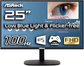 ASRock 25 inch 100 Hz Light Gaming Monitor for Home Office (Low Blue Light & Flicker-Free) IPS