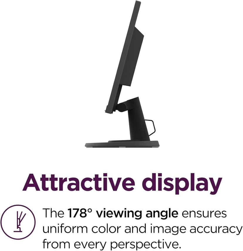 Lenovo D24-40 Monitor, 23.8" FHD Display, Tilt Stand, HDMI and VGA Ports, 75Hz Refresh Rate, AMD FreeSync, 250 nits, Raven Black
