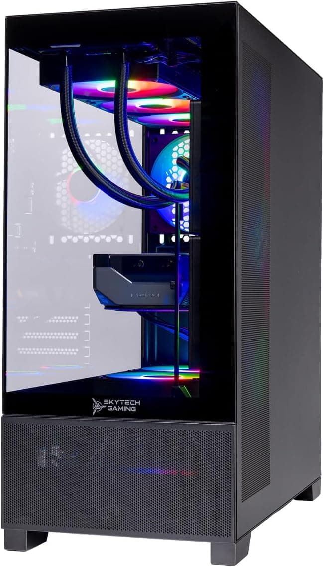 Skytech Azure Gaming PC Desktop, Ryzen 9 9900X 4.4 GHz (5.6GHz Turbo), NVIDIA RTX 5070 Ti 16GB, 2TB Gen4 NVMe SSD, 32GB DDR5 RAM 5200 RGB, 850W Gold ATX 3 PSU, 360mm ARGB AIO, Wi-Fi, Win 11