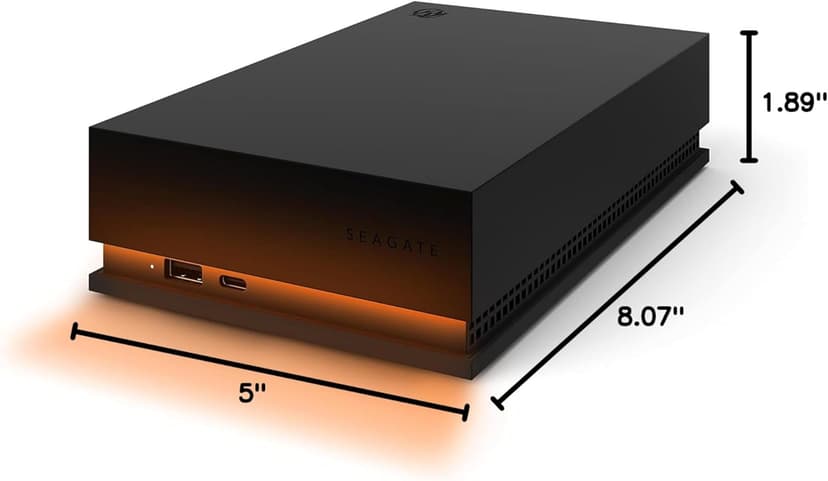 Seagate FireCuda Gaming Hub External Hard Drive HDD 8TB - USB 3.2, Customizable RGB LED lighting, Dual forward-facing USB for Desktop PC with Rescue Services (STKK8000400)