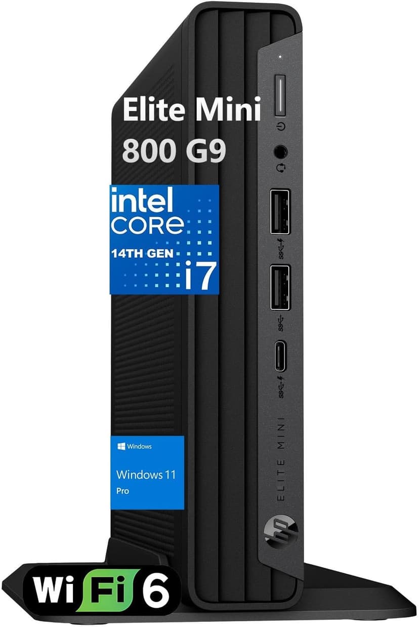HP Elite Mini 800 G9 MFF PC Business Desktop Computer, 14th Gen Intel 20-Core i7-14700 up to 5.4GHz, 64GB DDR5 RAM, 2TB PCIe SSD, WiFi 6, Bluetooth, Type-C, HDMI, 2 DisplayPort, Windows 11 Pro, Wendbo