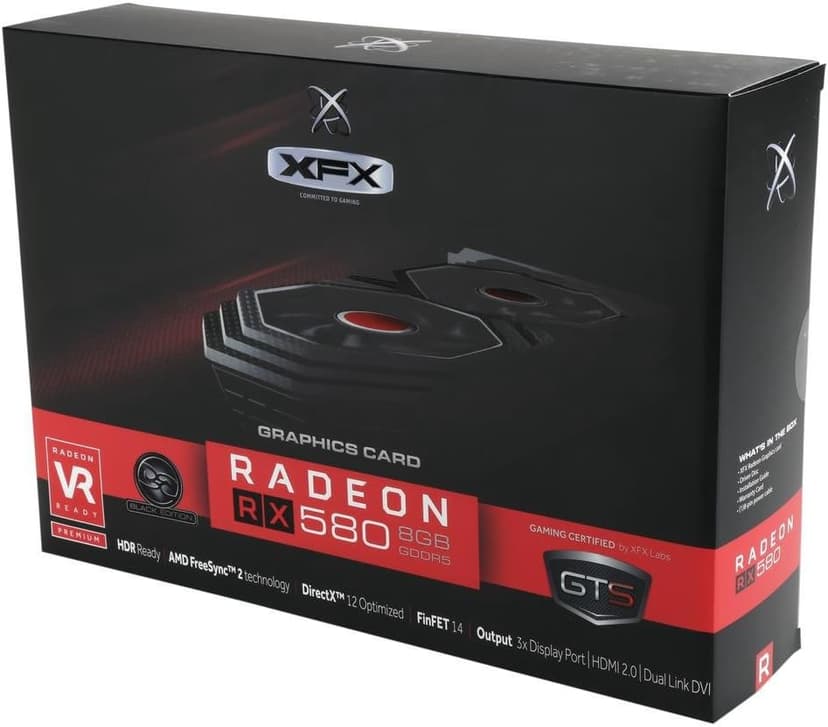 XFX Radeon RX 580 GTS Black Edition 1405MHz OC+, 8gb 256bit GDDR5, DX12 VR Ready, Double Dissipation, Dual BIOS, 3xDP HDMI DVI, PCI-E AMD Graphics Card (RX-580P828D6)