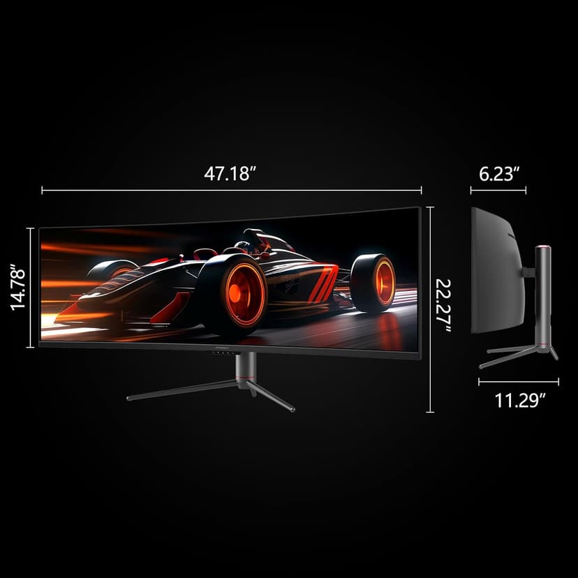 INNOCN 49" Curved Monitor Ultrawide Gaming 120Hz 32:9 QHD 5120 x 1440P Computer Monitor, R1800, 99% sRGB, HDR400, USB Type C, DisplayPort, HDMI, Built-in Speakers, Height/Tilt Adjustable - 49C1R