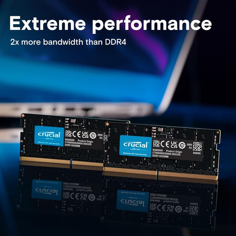 Crucial 16GB DDR5 RAM, 5600MHz (or 5200MHz or 4800MHz) Laptop Memory, SODIMM 262-Pin, Compatible with 13th Gen Intel Core and AMD Ryzen 7000 - CT16G56C46S5