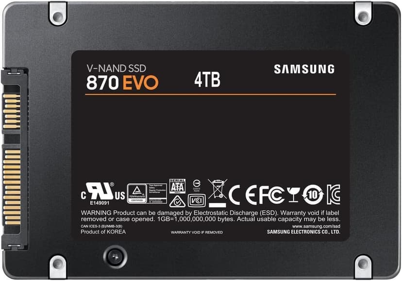 SAMSUNG 870 EVO 4TB 2.5 Inch SATA III Internal SSD (MZ-77E4T0B/AM) , Black
