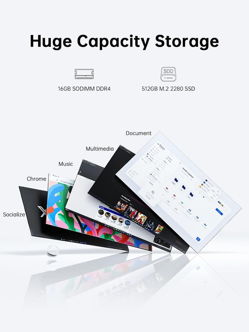 Laptop Computer Intel N97 15.6-in 16GB DDR4 512GB SSD Traditional Laptops Numeric Keypad WiFi 5 HDMI Type-C USB3.2 Webcam 3.5mm Audio Office Laptops Home Laptops