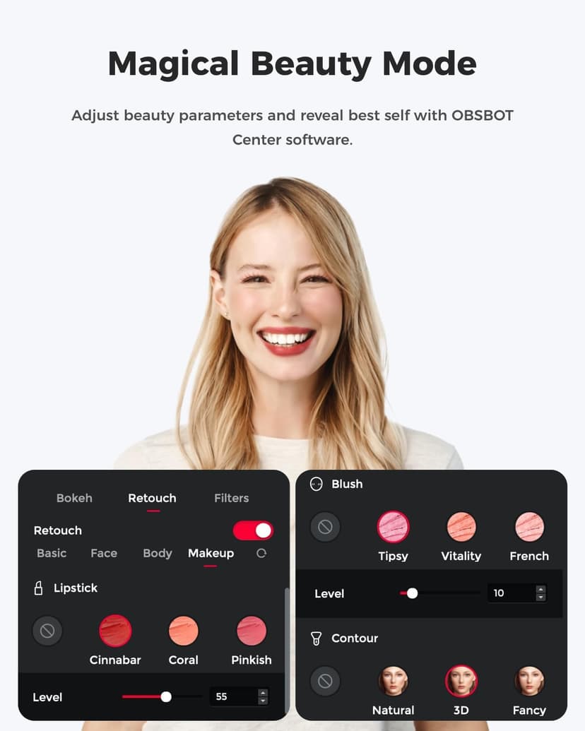 OBSBOT Meet 2-4K Webcam for PC with 1/2" Sensor, AI Framing & Autofocus, Beauty Mode, Lightweight, Gesture Control, HDR, Dual Microphone, 60 FPS, Web Cam for Streaming, Meeting, Gaming. (Space Grey)