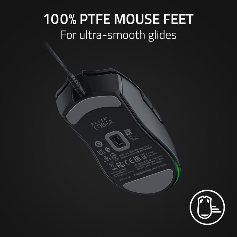 Razer Cobra Gaming Mouse: 58g, Gen-3 Optical Switches, Chroma RGB Lighting, 8500 DPI Sensor, PTFE Feet, Speedflex Cable - Black