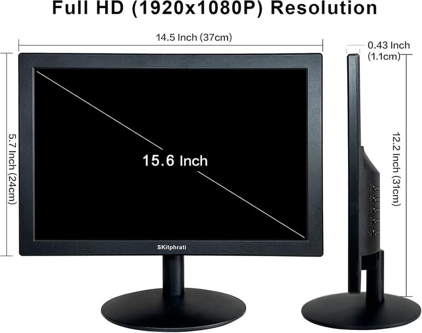 15.6 Inch Small PC Monitor, FHD VA 1080P Desktop Display with 1920x1080 99% sRGB HDMI VGA Ports, VESA Mounting, LED Monitor for PC, Laptop and Computer, Black