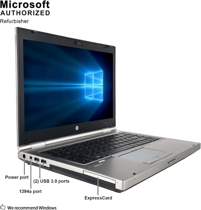 HP EliteBook 8460P 14-inch Notebook PC - Intel Core i5-2520M 2.5GHz 8GB 250GB Windows 10 Professional (Renewed)