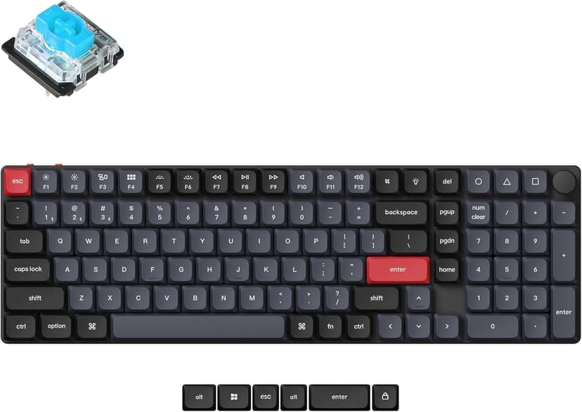 Keychron K17 Pro Low-Profile QMK/VIA Custom Wireless Mechanical Keyboard with Numpad Programmable Knob Bluetooth/Wired RGB Backlight Compatible with Mac Windows Linux