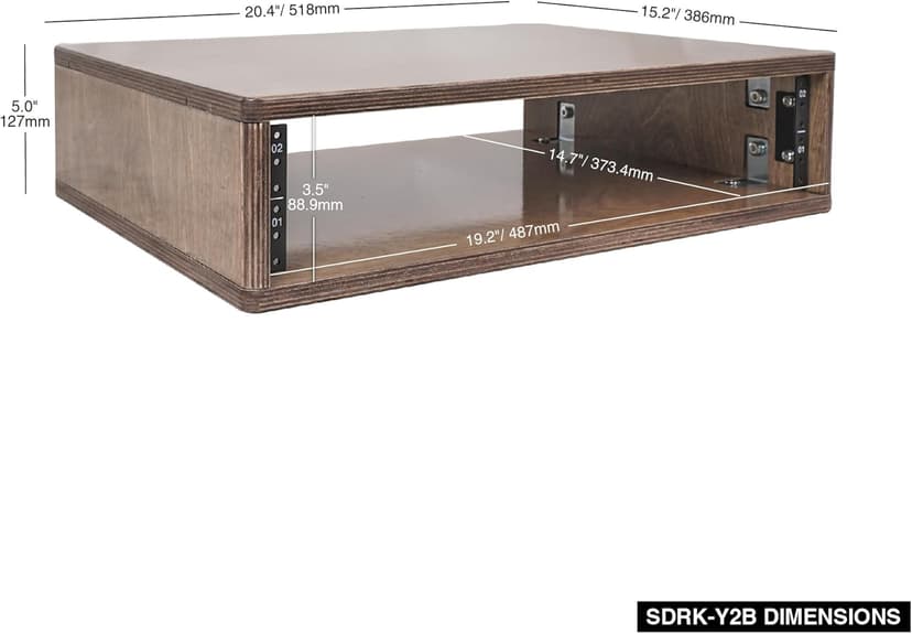 Sound Town DIY 2U Studio Rack with Solid Baltic Birch Plywood, Weathered Brown for Recording Room, Home Studio (SDRK-Y2B)