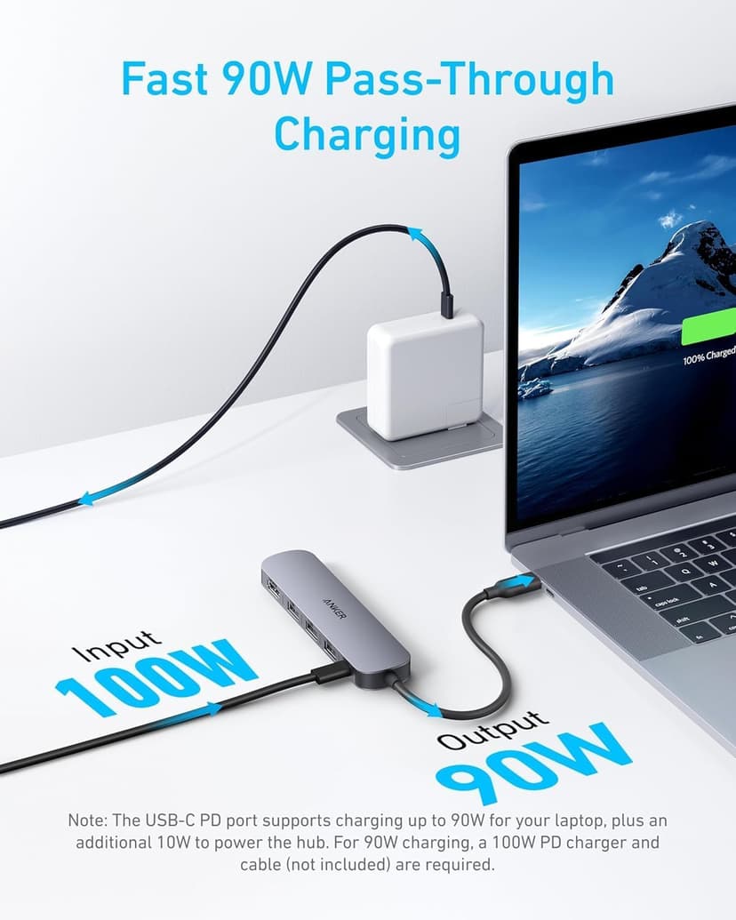 Anker USB C Hub (5-in-1), 4K@30Hz HDMI USB Hub with 90W Max Power Delivery, USBC & USBA Data Ports, Compact and Stylish for MacBook, Dell XPS, and More (Charger Not Included)