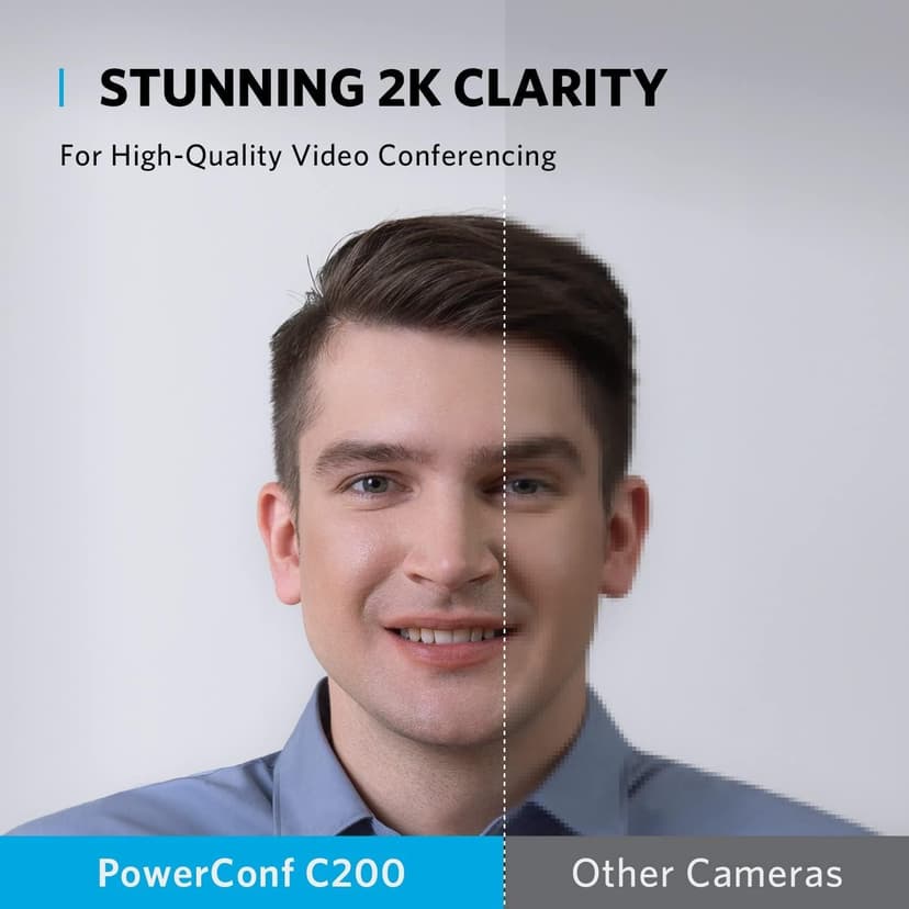 Anker PowerConf C200 2K Wireless Webcam for PC/Laptop/Mac, Computer Camera, Low-Light Correction, AI-Noise Canceling Mics, Adjustable Field of View, Built-in Privacy Cover, Stereo Mics, for Meeting