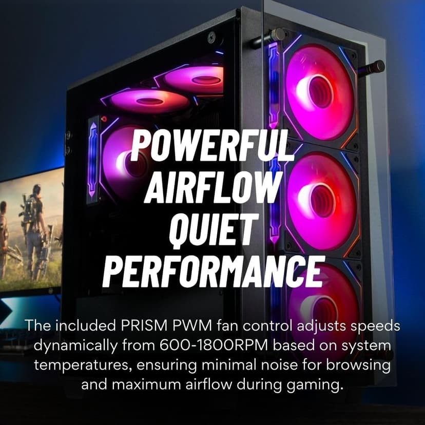 Stratos Micro Gaming Desktop PC - NVD RTX 5090, AMD Ryzen 7 9800X3D, 64GB DDR5 RAM, 2TB NVMe SSD, WiFi, Windows 11 Pro - Gamer Computer