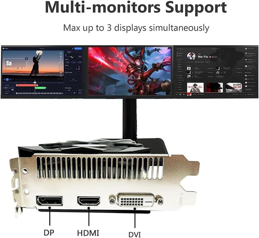 QTHREE Radeon RX 560 XT 8GB GDDR5 Graphics Card,1792SP,128 Bits,DVI,HDMI,DP,Gaming Video Card for PC,Computer GPU,PCI Express x16 3.0