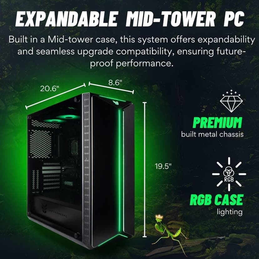 Mantis V2 Gaming Desktop PC (NVD GeForce RTX 5090, Intel 24-Core i9-14900KF Processor, WaterCooled, 64GB DDR5 RAM, 2TB NVMe Gen4 SSD, HDMI, WiFi 6E + BT, Windows 11 Pro) - Best 2024 RGB Gamer Desktop