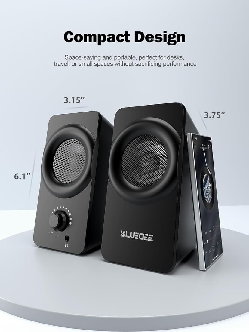 Bluedee Computer Speakers for Desktop PC, Plug & Play USB Speaker with 2 Speaker Units, Dynamic RGB Light PC Speakers, USB/Type-C Powered Wired Speakers for Desktop, Laptop, Projector