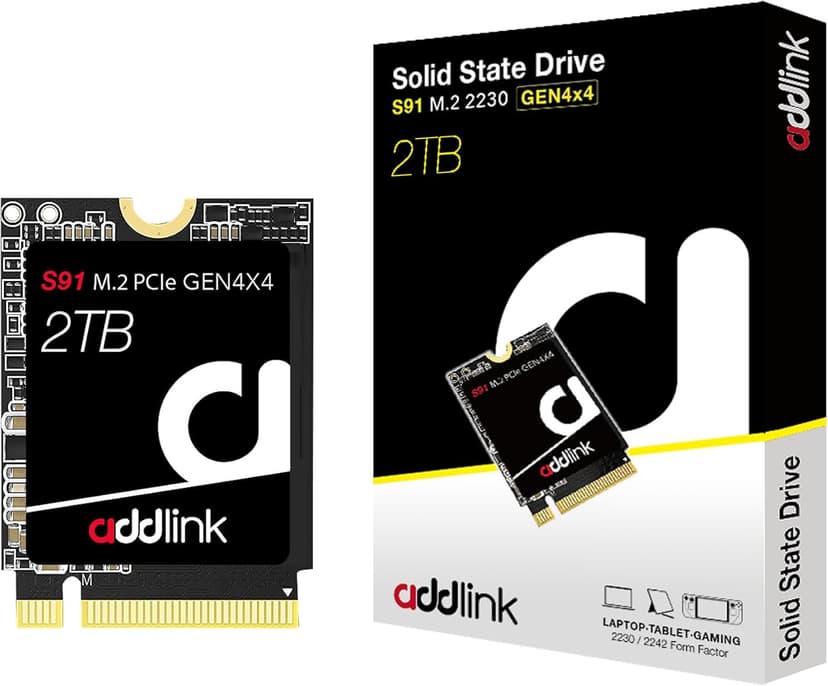 Addlink New S91 2TB 2230 NVMe High Performance PCIe Gen4x4 2230 3D NAND SSD - Read Speed up to 5000 MB/s Compatible with Steam Deck, ROG Ally, Laptop, Internal Solid State Drive - (ad2TBS91M2P)