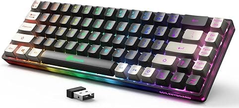 65% Wireless Gaming Keyboard, Rechargeable Backlit Gaming Keyboard, 68 Keys Ultra-Compact Anti-ghosting No-Conflict Wireless Keyboard for PC Laptop Windows Gamer(Black-Grey)
