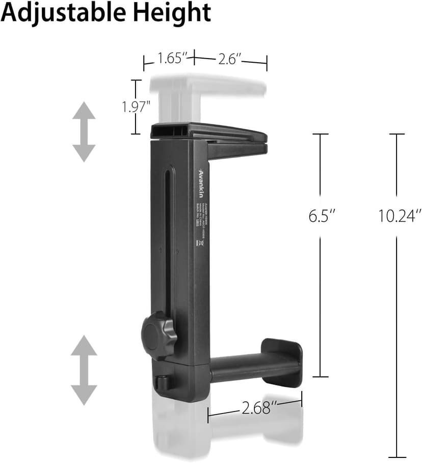 NEETTO HS906 Headphone Stand & Hanger 2 in 1, Above & Under Desk Gaming Headset Holder Mount Hook with Height Adjustable & Rotating Clamp, Earphone Rack with Cable Clip