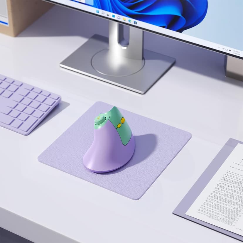 seenda Ergonomic Mouse Rechargeable, USB+Dual Bluetooth, MOU-302 Vertical Wireless Mouse with Volume Knob, Quiet Clicks, Multi-Device Cordless Mice Compatible for Windows, PC, Laptop, Mac OS, Purple