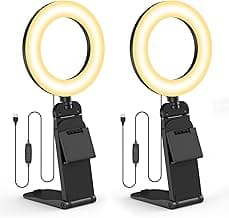 Ring Light for Computer Laptop,Video Conference Lighting kit for Zoom Meetings,5" Small Led Selfie Light Portable Ring Light with Stand,Cell Phone Holder Desktop Ring Light for Skype Call (2Packs)