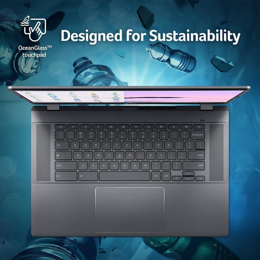 acer Chromebook Plus 515 Laptop with Google AI – 15.6" Full HD 1920 x 1080 IPS Touch Display | Intel Core i3-1305U | 8GB LPDDR5X | 256GB SSD | Wi-Fi 6E | FHD Camera | Chrome OS | CB515-2HT-33M4