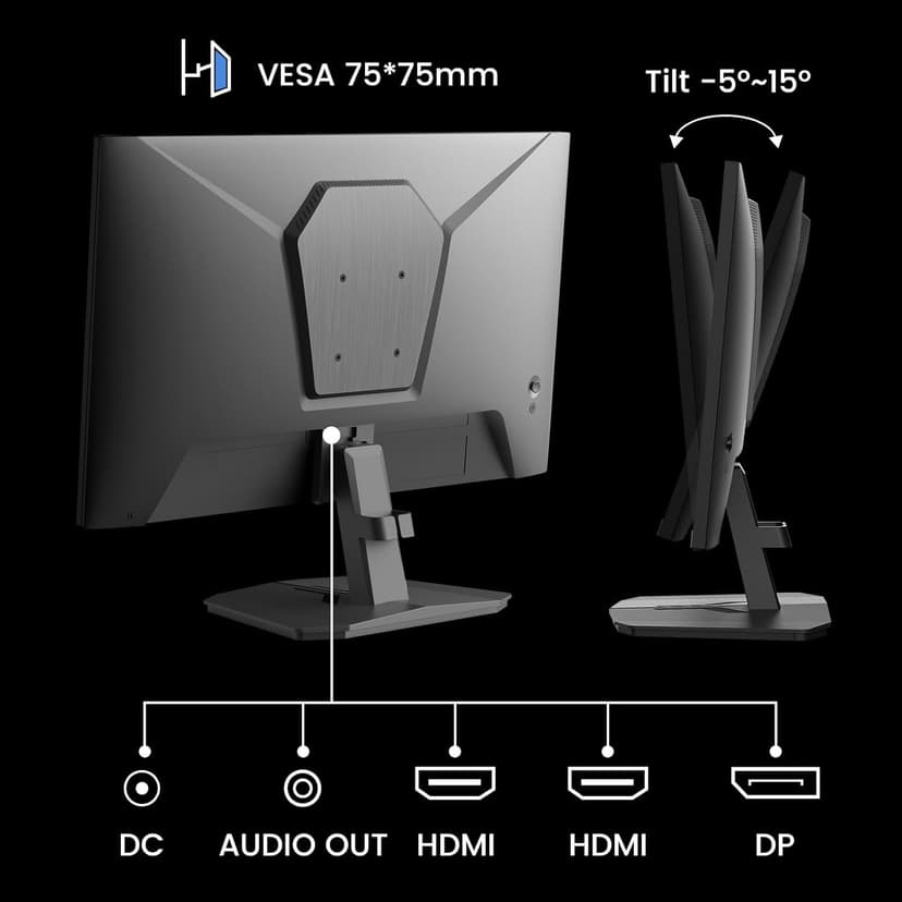 SANSUI 24 Inch Gaming Monitor 160Hz FHD 1080P Computer Monitor, FreeSync 1ms 4000:1 Contrast, HDMI DP Ports VESA Support Eye Care Monitor for Gaming Office (HDMI Cable Included ES-G24F4M)