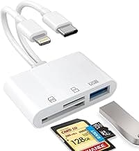 SD Card Reader for iPhone, iPad, USB C and Lightning Dual Port SD Card Adapter, Memory Card Reader for Camera Adapter, Support SD, Micro SD, USB 3.0, No App Driver Required