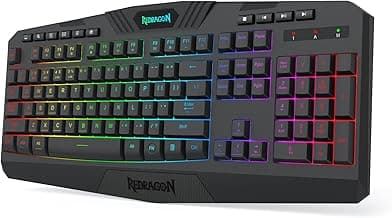 Redragon K503 Wireless Gaming Keyboard, RGB LED Backlit, Multimedia Keys, Silent Membrane Keyboard with Wrist Rest for Windows PC Games (Black)