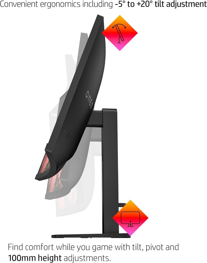 HP OMEN 32c QHD 165Hz Curved Gaming Monitor, QHD Display (2560 x 1440), VA Panel, 99% sRGB, 90% DCI-P3, 16:9, AMD FreeSync Premium Technology, 32c (2023)