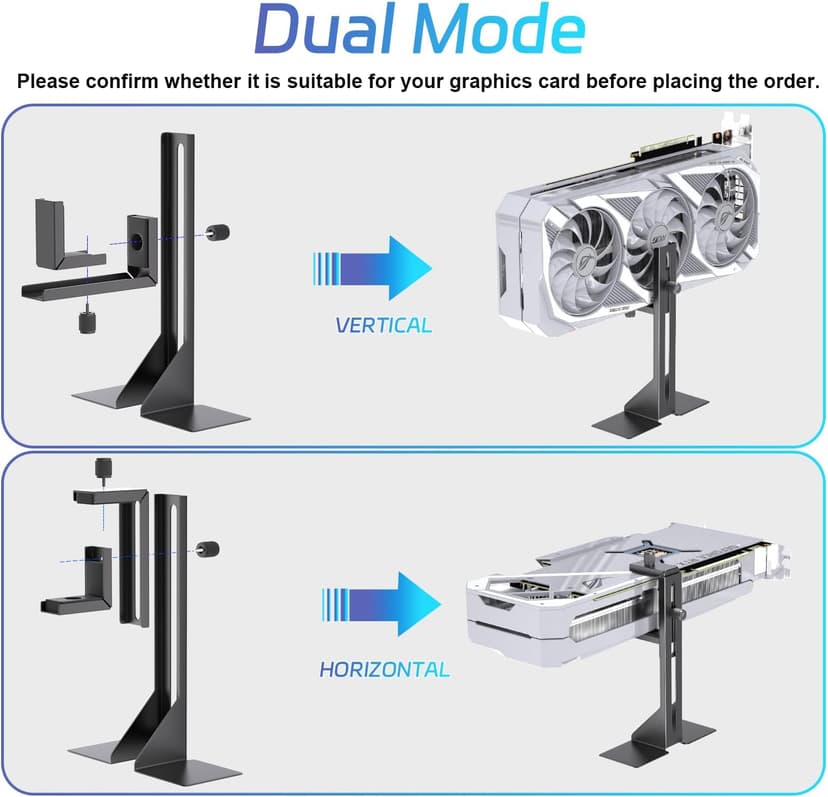 GPU Support Bracket, Graphics Card Support, GPU Brace, Video Card Holder Bracket with Bottom Adhesive, GPU Stand, Adjustable Anti Sag GPU Stand 35-120mm, Support GPU 4090 Thickness Support up to 75mm