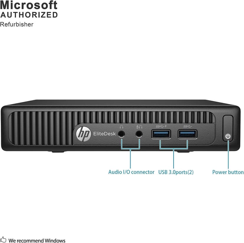 HP EliteDesk 800 G1 Tiny Computer Micro Tower PC, Intel Core i5-4590T, 8GB Ram, 256 GB SSD, WiFi, Windows 10 Pro (Renewed)