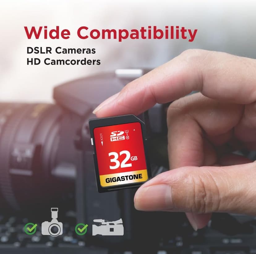 GIGASTONE 32GB 5-Pack SD Card UHS-I U1 Class 10 SDHC Memory Card High-Speed Full HD Video Compatible with Canon Nikon Sony Digital Camera, SPYPOINT TACTACAM WOSPORTS Trail Camera, with 5 Mini Cases