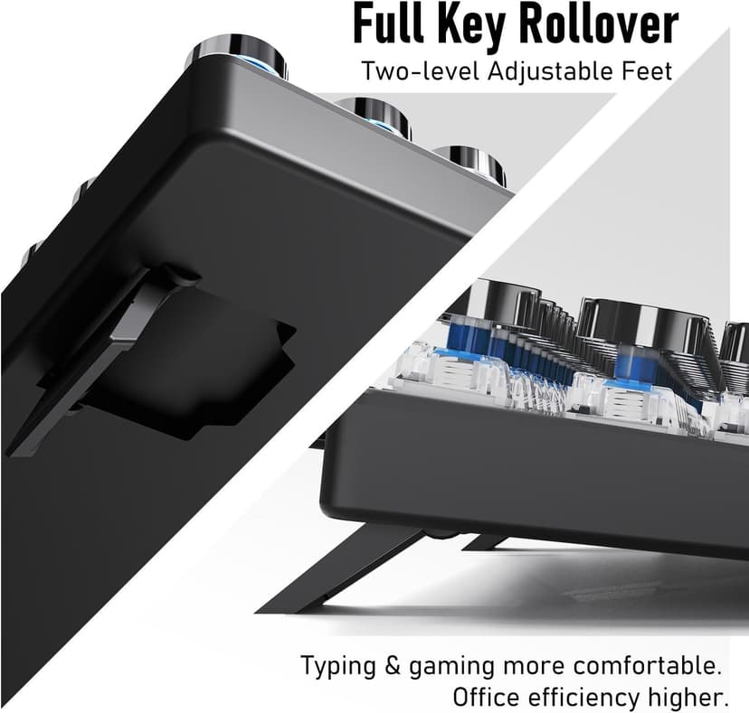 EWEADN TK100 Typewriter Keyboard Wired Mechanical Keyboard, 104 Keys Aesthetic Typewriter Keyboards with White Backlit, Anti-Ghosting, Blue Switch Wired Cute Keyboards-Black