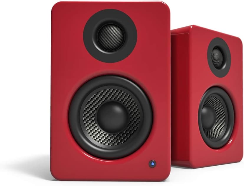 Kanto YU2GR PC Gaming Desktop Speakers | 3" Composite Drivers | 3/4" Silk Dome Tweeter | Class D Amplifier | 100 Watts | Built-in USB DAC | Subwoofer Output | Pair | Gloss Red