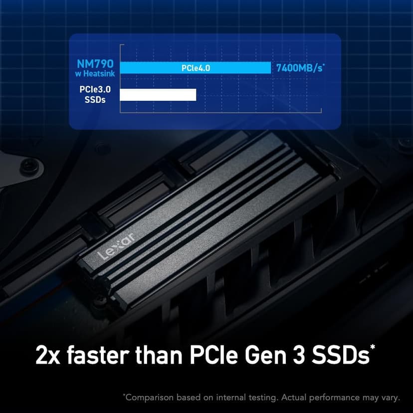 Lexar 1TB NM790 SSD with Heatsink PCIe Gen4 NVMe M.2 2280 Internal Solid State Drive, Up to 7400/6500 MB/s Read/Write, Compatible with PS5, for Gamers and Creators, Black (LNM790X001T-RN9NU)