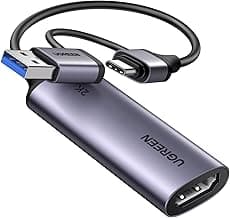 UGREEN 2K@30Hz Video Capture Card HDMI to USB 3.0 A and USB C Capture Device, 4K Input 1080P 60FPS with Low Latency for Streaming Game Recording Compatible with Switch 2/Xbox/PS4/PS5/PC/Camera