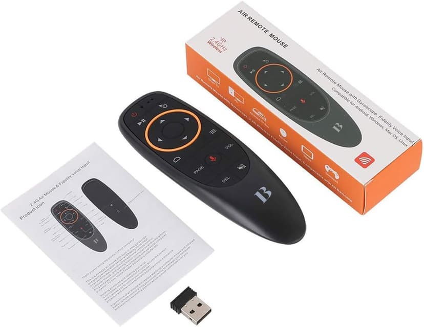 BL Air Mouse Remote Control, Voice Remote 2.4G RF Wireless Remote Control with 6-Axis Gyroscope IR Learning, USB Air Mouse Remote for PC Smart TV Android TV Box HTPC Laptop Projector Android Windows
