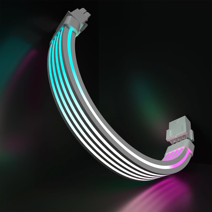 Sirlyr 8 Pin RGB GPU Cable,RGB PSU Cables Extension - Addressable 5V3Pin ARGB PC Case Decor for RTX 3060 4060 4070 Radeon RX 6600 580 Graphics Card Power Supply White