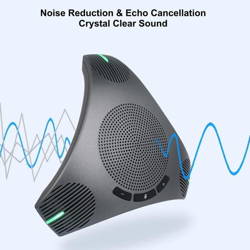 Conference Speaker and Microphone, 360° Omnidirectional USB Speakerphone Microphone with USB Hub, Noise Reduction/Echo Cancellation Computer Microphone for 8-10 People Business Conference, Home Office