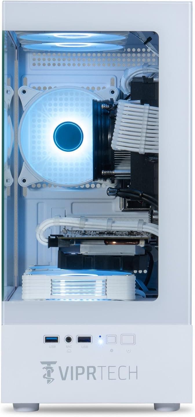 ViprTech Stryker 1.0 Gaming PC - Intel i5-9400F (4.1GHz Turbo), AMD RX 580 8GB, 32GB DDR4 3200, 1TB NVMe SSD, WiFi BT, Win 11 Pro, RGB, Desktop Computer Prebuilt, White