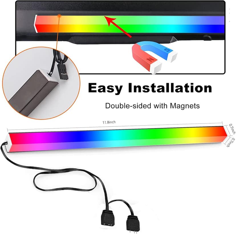 airgoo Addressable RGB PC LED Light Bar, AG-NEON-DLS30-1 Aluminum Alloy Shell Neon Strip, for 5V 3-pin argb Header or AG-DRGB16 SignalRGB Controller(Not Included), Come with Magnets, Easy to Install