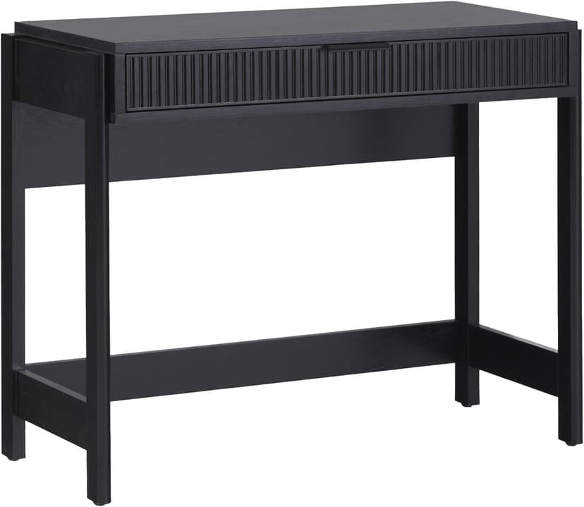 Walker Edison Transitional Office Design, Reeded Drawer Front Detail, Writing Desk with Drawer, Spacious Desktop, Complementary in Living Spaces, 38”W x 16.75”D x 30”H, Black