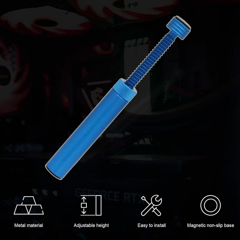 GPU Support Bracket, Graphics Video Card Brace with Height Adjustable, Anti Sag Holder for Universal Graphics Card Sag, GPU Stand with Magnet and Rubber Pad, Blue