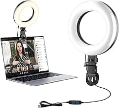 Clip On Ring Light for Laptop, Video Conference Lighting with 3 Color Modes, Adjustable USB LED Light for Computer Monitor, Zoom Streaming, Teams Calls, TikTok Live Streaming