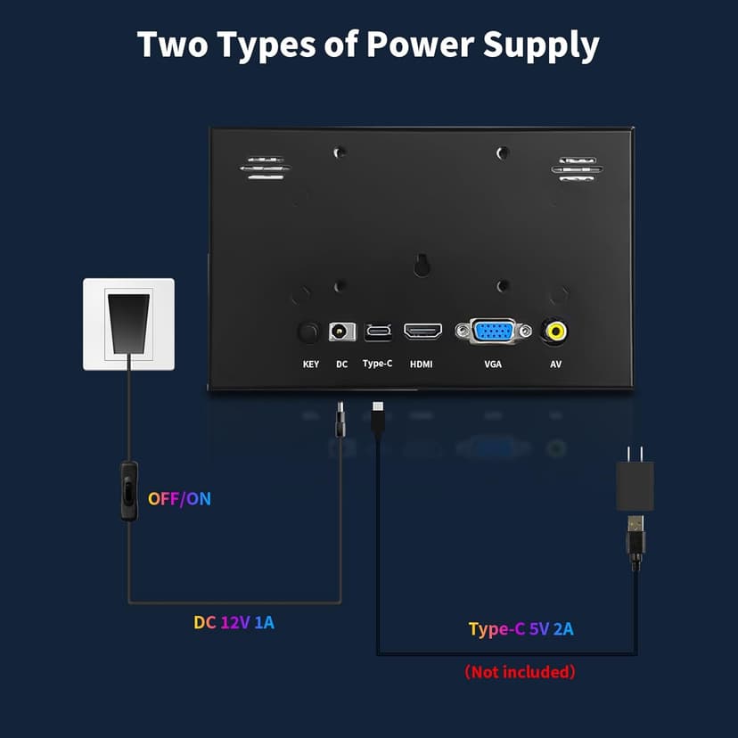 7 Inch Small Monitor, 1024×600 HD IPS Mini Monitor with Built-in Speakers/HDMI/VGA/AV Input for Raspberry Pi, PC, TV, DVD, CCTV