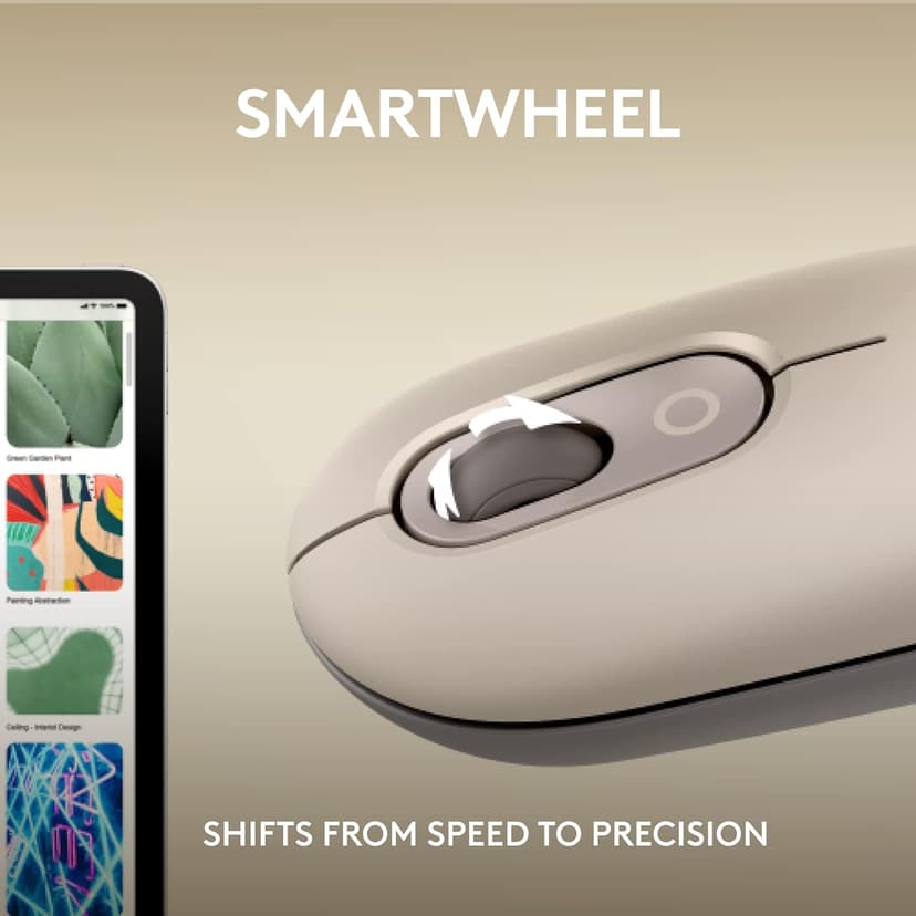 Logitech POP Mouse, Wireless Mouse with Customizable Emojis, SilentTouch Technology, Precision/Speed Scroll, Compact Design, Bluetooth, Multi-Device, OS Compatible - Mist